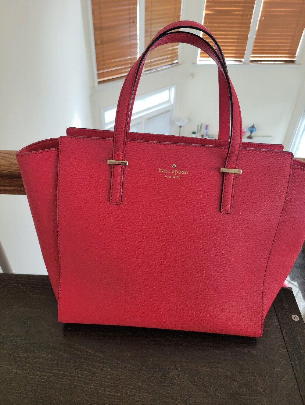 Kate Spade Cedar Street Hayden Saffiano Leather Satchel Tote Handbag Red